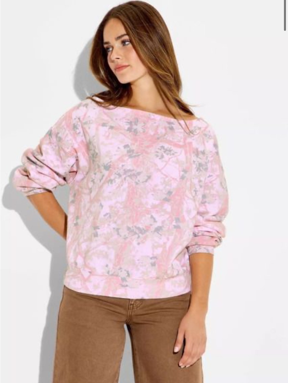 Zoe + Liv Pink Floral Off-the-Shoulder Pullover Sweater XL